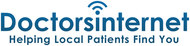 The image is a digital banner featuring a logo with the text  DOCTORSMARTNET  and below it, additional text that reads  helping local patients find you.  It includes a graphic of two overlapping hands forming a heart shape.