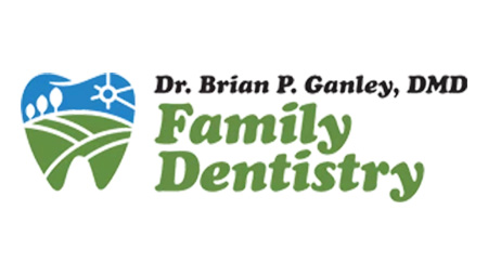 The image features a logo for 'Family Dentistry' with the name of a dentist, Dr. Brian P. Ganley, and is likely used for professional or promotional purposes.