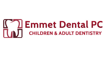The image is a logo for 'Enmet Dental PC,' which appears to be a dental practice specializing in children's dental care, as indicated by the text and imagery.