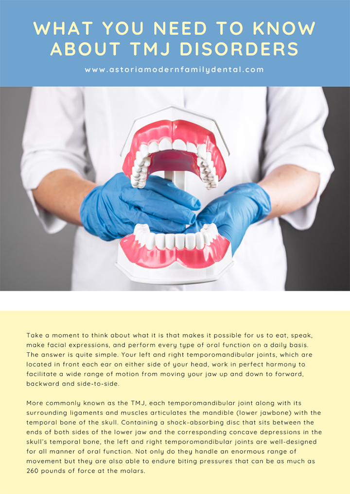 The image is a digital graphic featuring a person holding a dental impression tray with a mouth model inside, wearing blue gloves and a white lab coat. The background shows a medical setting with a focus on oral health education.